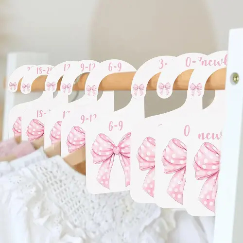 Pink Bow Nursery Closet Dividers - Bow Baby Shower Decorations,Baby Closet Dividers,Clothes Size Markers for Babies,Newborn to 24 (Closet Dividers-1)