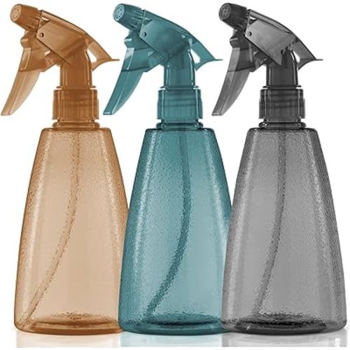 Spray Bottles 3-Pack, 16 Oz, Mist & Stream, Plastic Water Spray Bottle for Hair, Essential Oils, Plants, Cleaning Solutions, Cat Dog Correction Behavior - Empty Spray Bottles (Orange, Navy, Gray)