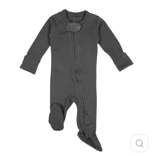 Organic 2-Way Zipper Footie in Gray