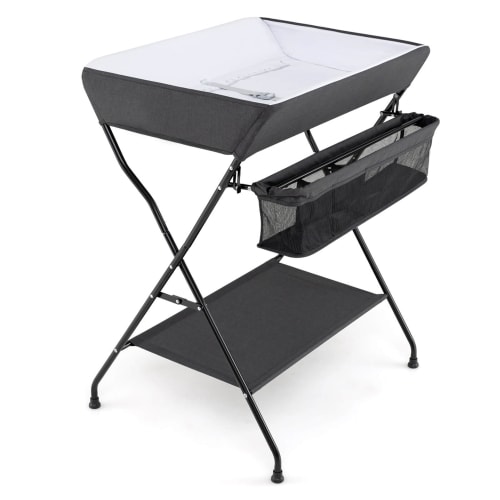Costway Baby Infant Changing Table Folding Diaper Station Nursery with Storage Black