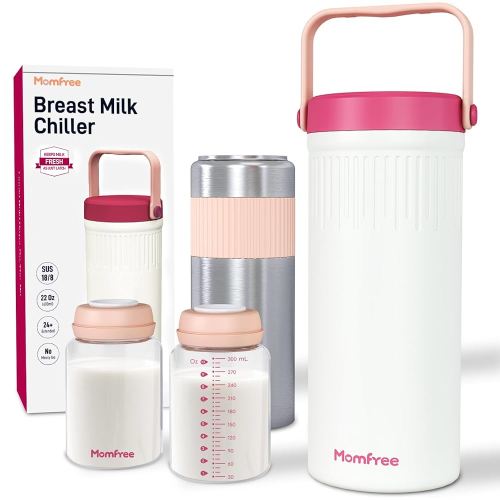 22oz Portable Breast Milk Cooler for Breastmilk Storage, Liquid Gold Saver 360° Cooling Keeps Milk Fresh for 24 Hours, Larger Capacity Breastmilk Chiller with 2pcs Bottles for Outdoor Mom