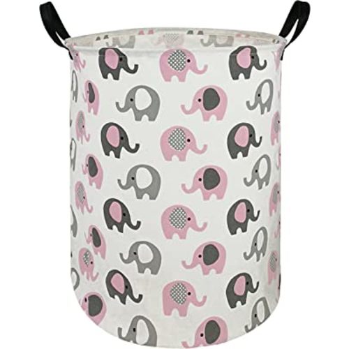 Kids Nursery Hamper Storage Bin Lightweight Organizer Basket for Toy Bins Gift Baskets Dirty Clothes College Dorms Kids Bedroom Bathroom (Cute elephant)