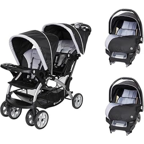 Baby Trend Infant and Toddler Double Stroller & 2 Car Seat Combo, 3 Pc Set, Stormy