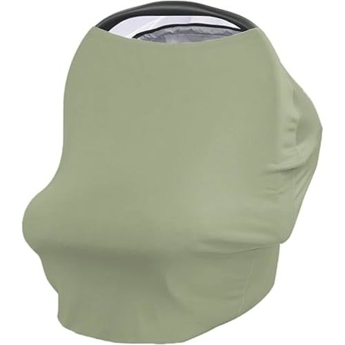Sage Green Car Seat Covers for Babies, Nursing Breastfeeding Covers Stretchy Breathable Baby Carseat Canopy Cover for Girls and Boys Shower Gifts Modern Minimalism Soild Color