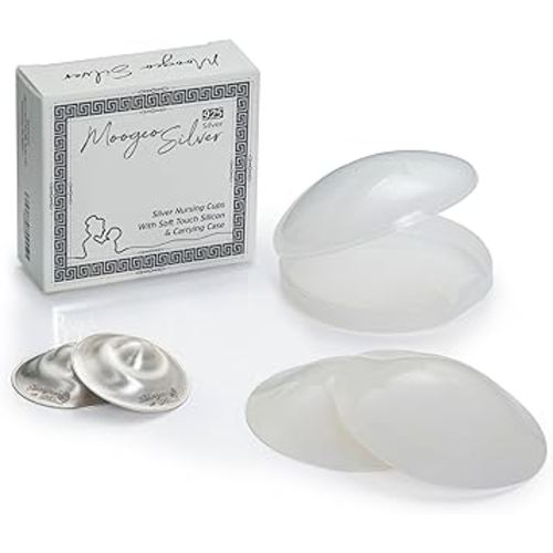 The Original Silver Nursing Cups with Silicone Pads - Nipple Shields for Nursing Newborn - Newborn Essentials Must Haves-Nipple Covers Breastfeeding-925 Silver