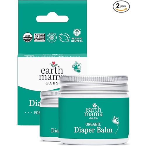 Earth Mama Organic Diaper Balm | Diaper Cream with Calendula | Calm Skin Baby Essentials for Diaper Bag |Multipurpose Baby Ointment, 2-Fluid Ounce (2-Pack) - 2 Fl Oz (Pack of 2)