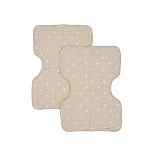 Little Unicorn Ultra-Absorbent Premium Burp Cloth 2 Pack | Soft on Baby's Skin | Larger Size | Ergonomic Design | Set of 2 (Taupe Cross)