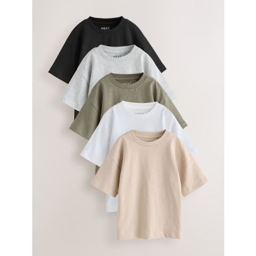 Black/Grey/Stone/Green/White Relaxed Fit Short Sleeve T-Shirts 5 Pack (1.5-2 years)