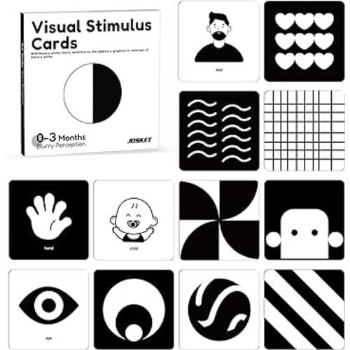 High Contrast Baby Cards Newborn Visual Stimulus Stimulation Black and White Cards Infants Flashcards Learning Cards Babies Gift 0-3Months