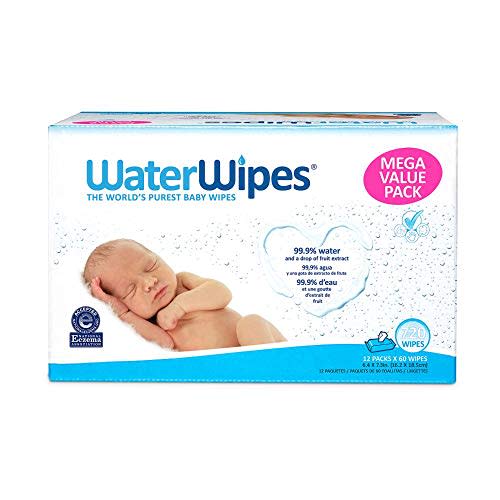 WaterWipes Unscented Baby Wipes, Sensitive and Newborn Skin, 12 Packs (720 Wipes)