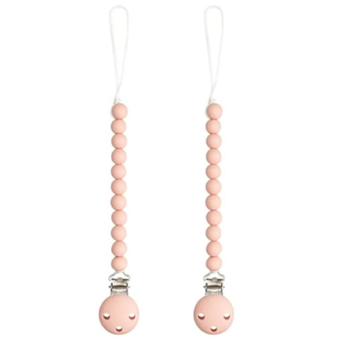 Comfy Cubs Pacifier Clips 2 Pack - 100% Food Grade Silicone Baby Pacifier Clips, BPA & PVC Free - CPSIA Certified, Lightweight and Flexible Baby Gifts - Blush
