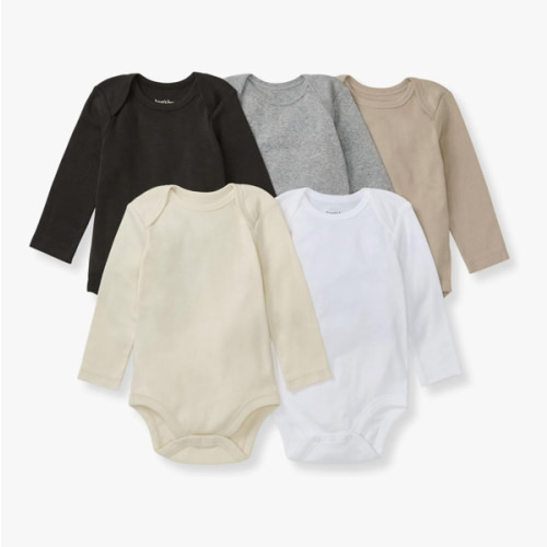 Burt's Bees Baby Unisex Organic Cotton Short and Long Sleeve Bodysuits, 5-Pack