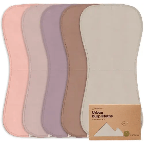 5-Pack Organic Burp Cloths for Baby Boys and Girls - Ultra Absorbent Burping Cloth, Burp Clothes, Newborn Towel - Milk Spit Up Rags - Burpy Cloth Bib for Unisex, Boy, Girl - Burp Cloths (Mauve)