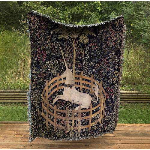Woven Cotton Blanket - Medieval Unicorn