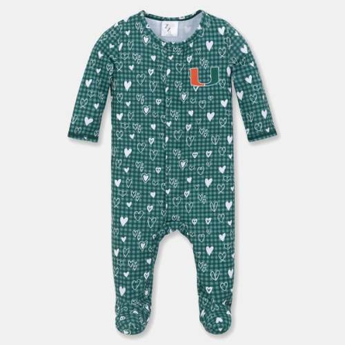 Miami Hurricanes ZooZatz Newborn & Infant Hearts Magnetic Closure Sleeper - Green