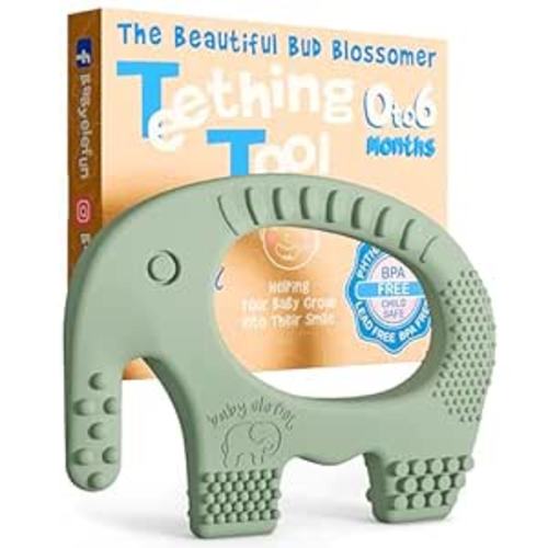 Teething Toys for Babies Age 0 to 6 Months - Baby Elefun 5X Pain Relief Smart Teether - Zero Developmental Delay Silicone Baby Teething Toy Ring - Cute Infant Shower Gift Chew Toy for Babies