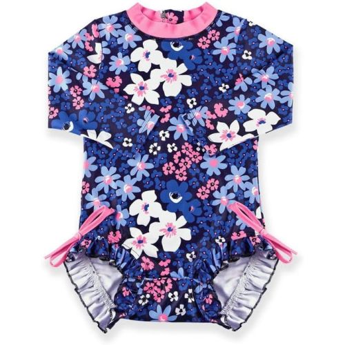 BesserBay Baby Girl's UPF 50+ Sun Protection Swimsuit One Piece 3/4 Sleeve Rash Guard 0-36 Months