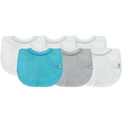 green sprouts Stay-Dry Milk Catcher Bibs (6 Pack) | Collar absorbs Milk to Prevent rashes | Waterproof Inner Layer, Absorbent Terry Cotton, Machine Washable