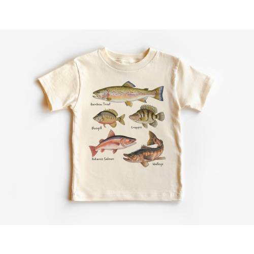 Lake Fish Field Guide Toddler Shirt - Cute Fish Biologist Children's Clothing - Future Fisherman Tee - Boho Natural Kids & Youth Shirts