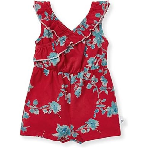 Burt's Bees Baby Baby Girls Romper - 100% Organic Cotton, One-Piece Shortall Girl Outfit for Sizes Newborn to 24 Months