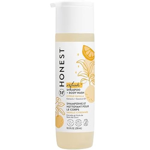 The Honest Company 2-in-1 Cleansing Shampoo + Body Wash | Gentle for Baby | Naturally Derived, Tear-free, Hypoallergenic | Citrus Vanilla Refresh, 10 fl oz - 10 Fl Oz (Pack of 1)