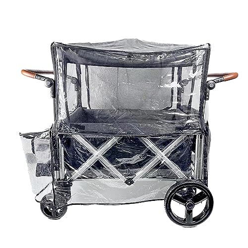Big Size Rain Cover for Stroller, Mosquito Net for Trolley Cart, 2in1 Big Cover with Window for Picnic Camping Wagon Stroller Waterproof Windproof Accessories (Cart Not Included)