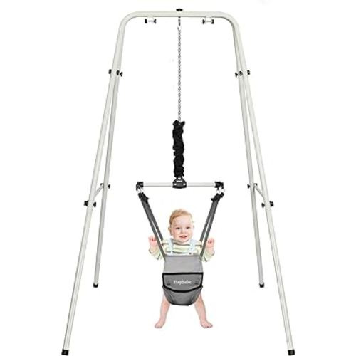 2 in 1 Baby Jumper with Stand, Baby Walking Harness Function, Premium Spring, for Infant 6-12 Months, Easy to Fold and Storage, Grey
