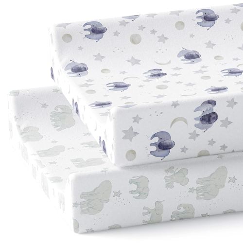 Baby Changing Pad Cover 2-Pack for Boys, Girls (Watercolor Elephant) - Premium Fitted Sheets Baby Diaper Changing Table Cover - Buttery Soft Cotton Blend