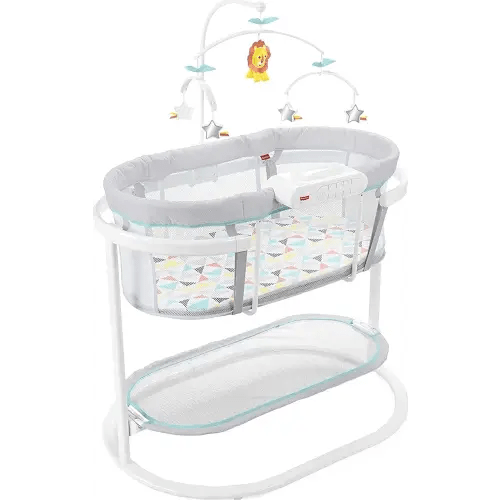 Fisher-Price Baby Bedside Sleeper Soothing Motions Bassinet With Lights Music Vibrations & Overhead Mobile, Windmill