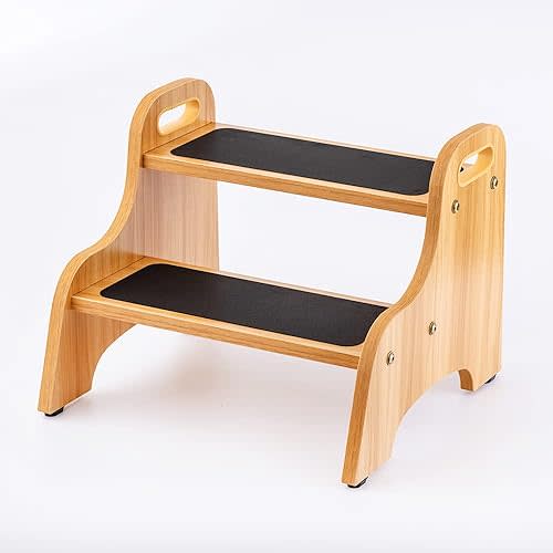 StrongTek Wooden Non-Slip 2 Step Stool for Toddlers