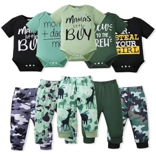 NZRVAWS Newborn Baby Boy Clothes Preemie clothes boys Infant Boy Outfits Romper Pants 10 Pcs Clothing Set 0 3 6 9 12 Months