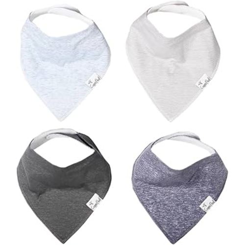 Copper Pearl 4 Pack Soft Cotton Baby Bibs for Drooling and Teething, Absorbent Drool Bibs for Baby Girl and Boy, Adjustable to Fit Newborns to Toddlers, Tons of Styles (Lennon)