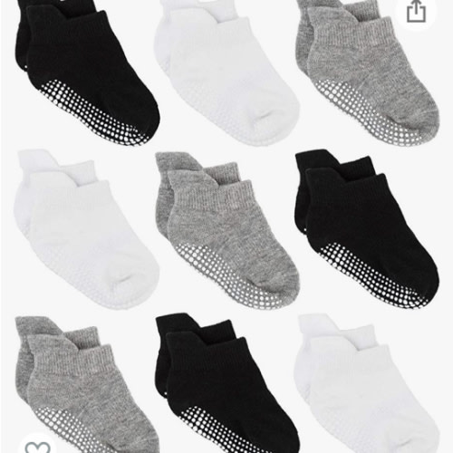 Zaples Baby Non Slip Grip Ankle Socks with Non Skid Soles for Infants Toddlers Kids Boys Girls