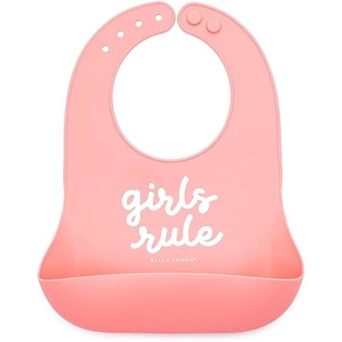 Bella Tunno Wonder Bib – Waterproof Silicone Bibs for Boys & Girls, Non-toxic & BPA Free Silicone Baby Bibs & Toddler Bibs with Adjustable Neck, Easy to Clean (Girls Rule)