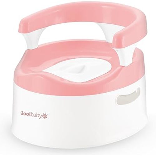 Child Potty Training Chair for Girls, Handles & Splash Guard - Comfortable Seat for Toddler - Jool Baby (Pink)