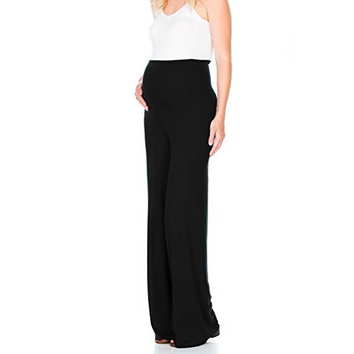 My Bump Women's Maternity Casual Bohemian Damask Palazzo Pants W/Tummy Control