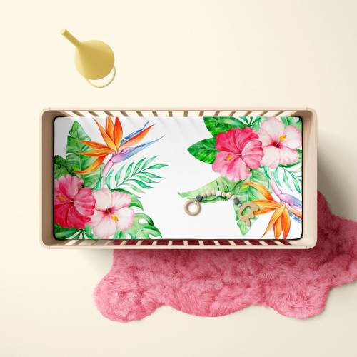 Watercolor Hibiscus Baby Crib Sheet