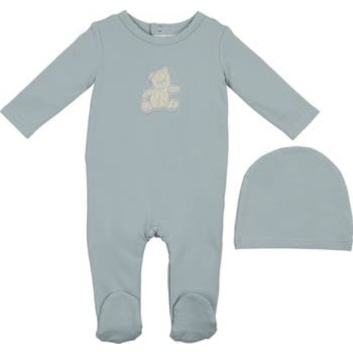 Bear Appliqué Footie & Beanie Set, 6M