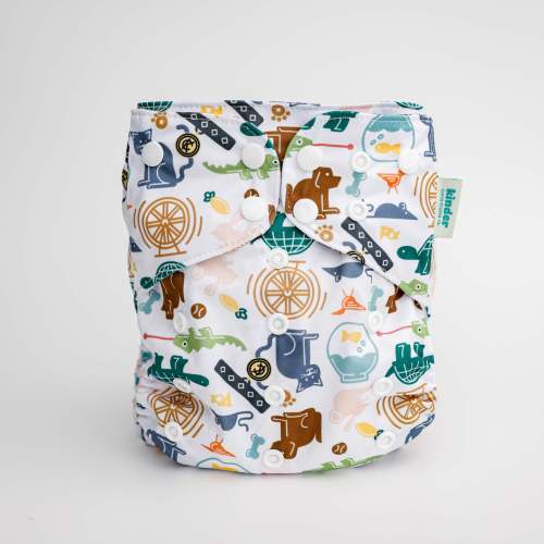 Animals and Insects: Essentials Pocket Cloth Diaper with Athletic Wicking Jersey, Grows with your Baby