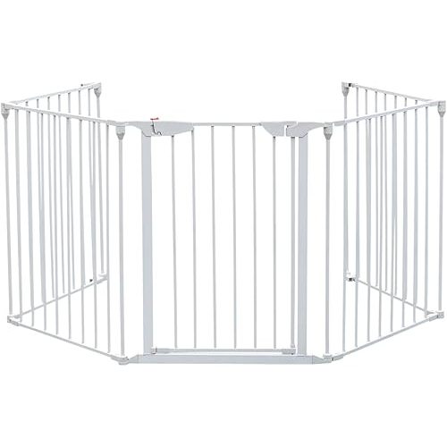 Bonnlo 120-Inch Wide Metal Safety Fence for Fireplace, White