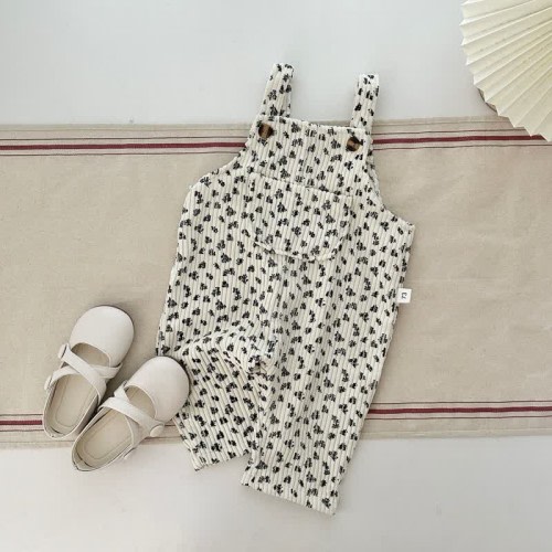 Baby Corduroy Flower Plaid Dog Overalls