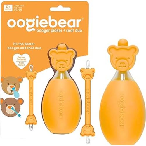 oogiebear: BearPair Baby Nose Cleaner & Ear Wax Removal Tool with Nasal Aspirator - Safe Booger & Earwax Removal for Newborns, Infants, Toddlers - Essential Baby Stuff, Diaper Bag Must-Have - Orange