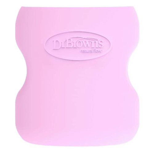 Dr. Brown's Natural Flow Options+ Glass Baby Bottle Sleeves,100% Silicone,5 oz,Wide-Neck,Pink