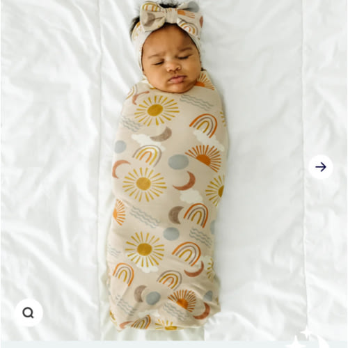 Desert Sunrise Swaddle & Luxe Bow Headband Set - Little Sleepies