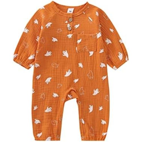 Halloween Baby Boy Girl Outfit Pumpkin Long Sleeve Onesie Romper Jumpsuit Halloween Clothes Girl Boy