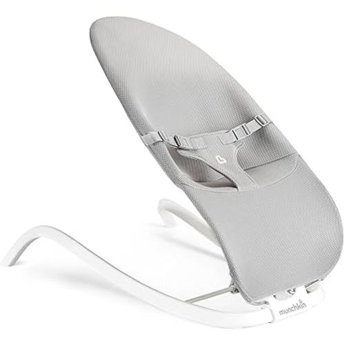 Munchkin Spring Baby Bouncer and Rocker Seat, 2-in-1 Design, Portable and Lightweight with 3 Recline Positions, Grey