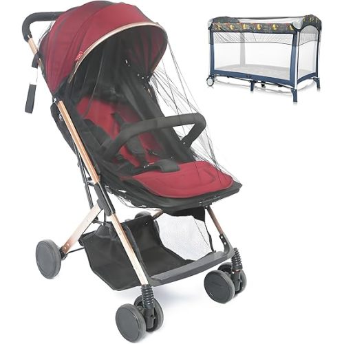 2-Pack Stroller Mosquito Net, Universal Bug Net Cover for Stroller, Bassinets, Cradles, Playards, Pack N Plays and Portable Mini Crib, Durable Baby Insect Netting Infant Essential (2, Black)