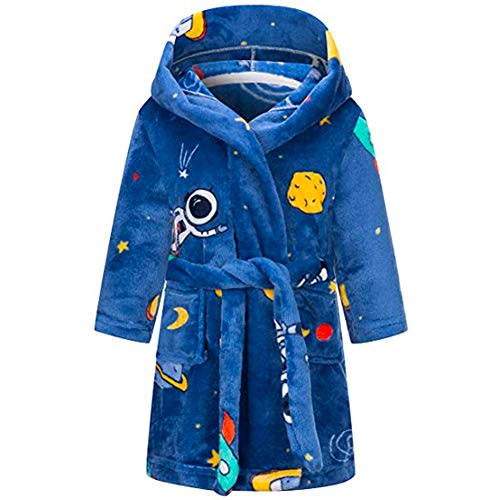 DNggAND Boys Girls Bathrobes,Toddler Boy Girl Robes,Children's Plush Soft Coral Fleece Hooded Pajamas Sleepwear for Kids