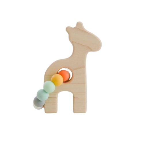 Giraffe Grasping Toy with Silicone Chew Beads
