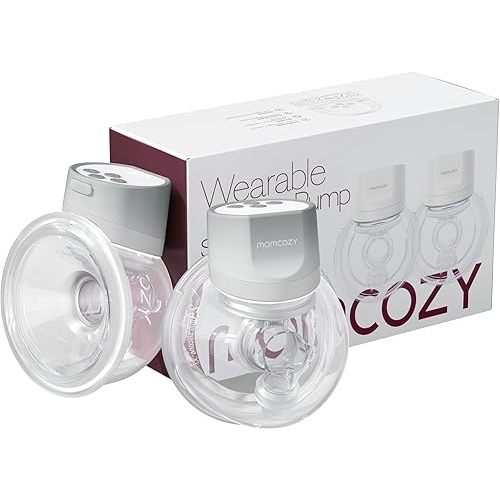 Momcozy Hands-Free Breast Pump S12 Pro, Wearable & Portable Pump with Soft DoubleFit Flange, 3 Modes | 9 Levels Double Electric Pump, Smart Display, 24mm, 2 Pack Cozy Grey